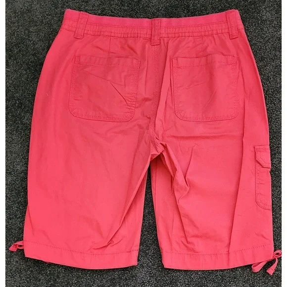 St John's Bay Coral Bermuda Shorts Women's‎ Size 4 Tie Hem Utility - Picture 3 of 3